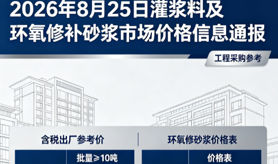 汉南2026年8月25日灌浆料及环氧修补砂浆市场价格信息通报